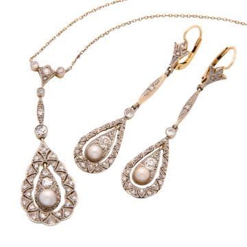 Anmutiges Jugendstil Schmuckset in 585er Gold