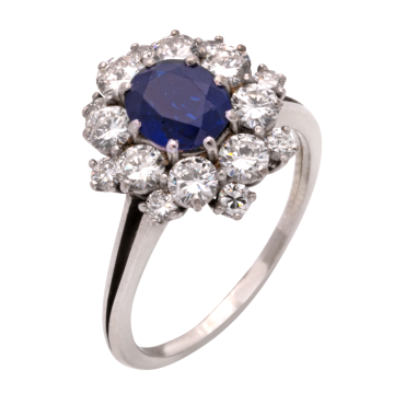 „Kate Ring“ in 585er Weißgold mit Saphir und Brillanten