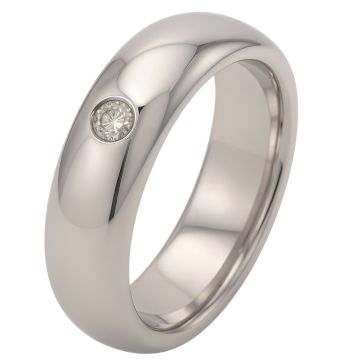 Massiver Unisex Bandring mit Brillant in 585er Weißgold