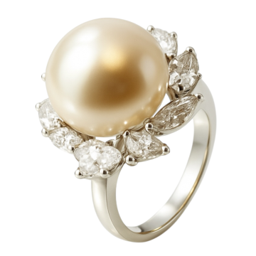 Traumhafter Cocktailring mit Brillanten und Perle