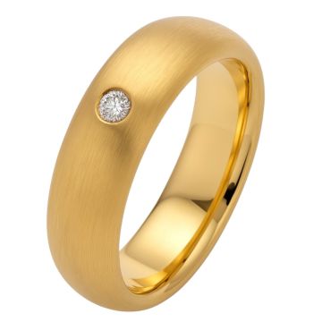Massiver Unisex Bandring mit Brillant in 585er Gelbgold