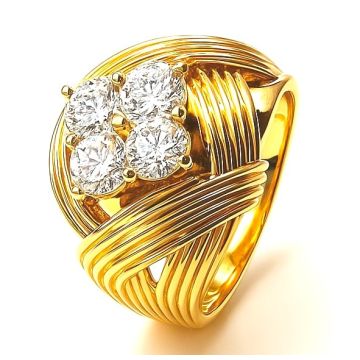 Brillanter Cocktailring um 1950 in 750er Gold