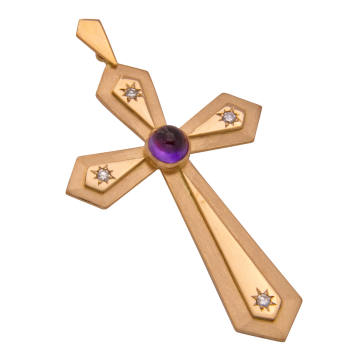 Statement Kreuz mit Amethyst und Diamanten