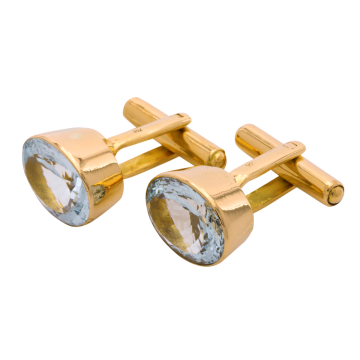 Aquamarin Manschettenknöpfe in 750er Gelbgold