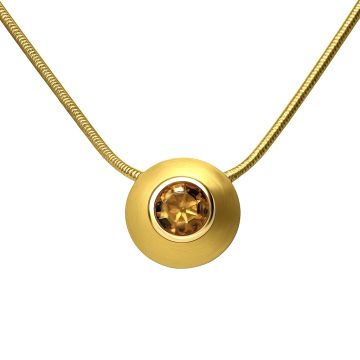 Schlangenkette mit Brillantanhänger in der Farbe Cognac