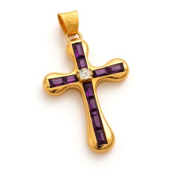 Wundervoller Kreuzanhänger in 750er Gold mit Amethysten