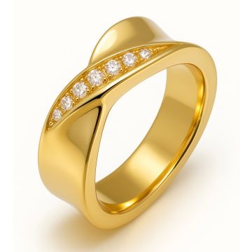 Prachtvoller Damenring mit 7 Brillanten – 750er Gelbgold