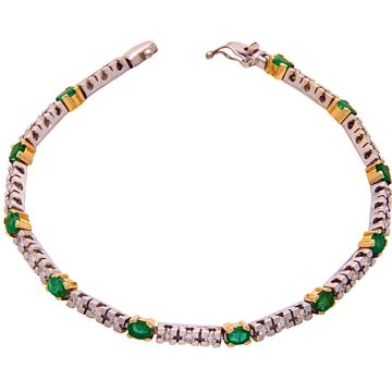 Smaragd/Brillantarmband in 750er Gold
