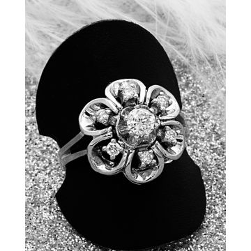 Vintage Brillantring in 585er Weißgold