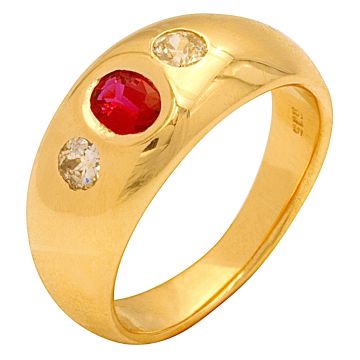 Stilvoller Bandring mit Rubin und 2 Brillanten – 585er Gold