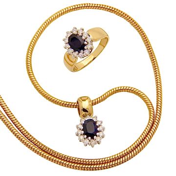 Adelig anmutendes Schmuckset mit Saphiren und Brillanten für moderne Frauen
