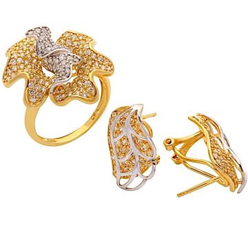 Funkelndes Bicolor-Schmuckset in 750er Gold