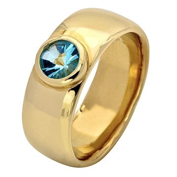 Massiver Damenring mit Blautopas in 585er Gold