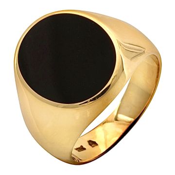 Herrenring mit ovalen Onyx