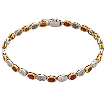 Bicolour Armband mit Rubinen und Brillanten