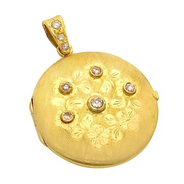 Antikes Medaillon mit Brillanten und wundervollem Blumendekor
