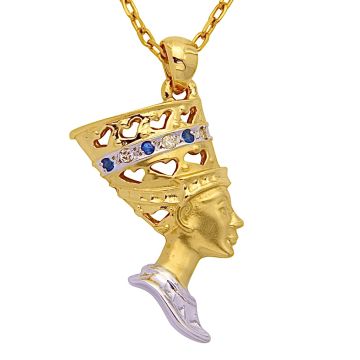 Hochwertige Kette mit Nofretete-Anhänger in 750er Gold