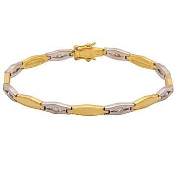 Apartes Armband in 750er Gelb- und Weißgold besetzt mit kleinen Brillanten