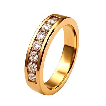 Massiver Bandring mit 7 Brillanten in 585er Gold