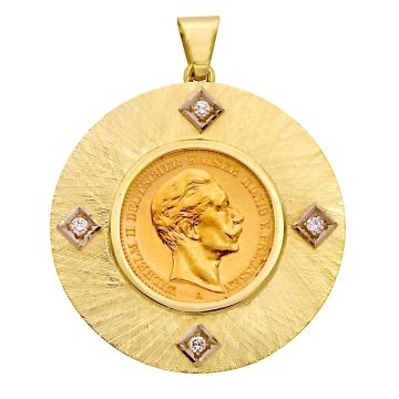 Vintage Anhänger mit 20 Mark Goldmünze und Brillanten