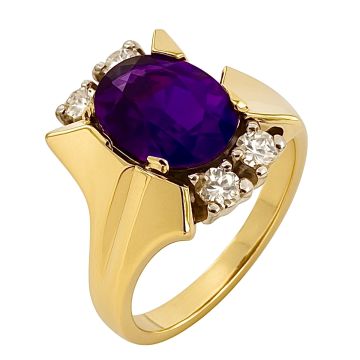 Vintage Damenring mit Amethyst und Brillanten