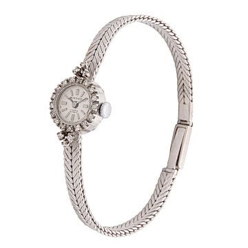 Vintage Damenuhr von Montfort um 1970 in 750er Weißgold mit Diamanten