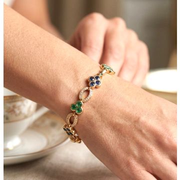 Exklusives Armband mit Saphiren, Smaragden und Diamanten