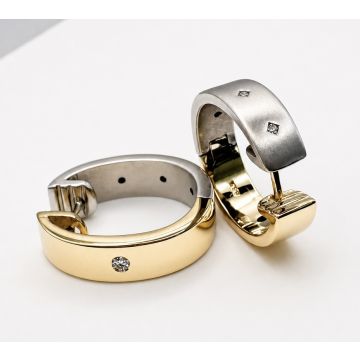 Beidseitig tragbare Creolen in Bicolour mit Diamanten