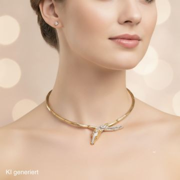 Unikates Collier mit brillantbesetztem Pferdekopf
