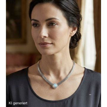 Traumhaftes, weißgoldenes Opal Collier