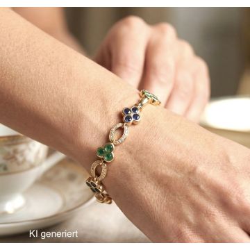 Exklusives Armband mit Saphiren, Smaragden und Diamanten