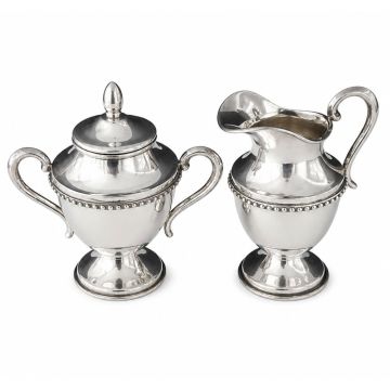 Sahnegießer und Zuckerdose, Sterling Silber aus Mexiko