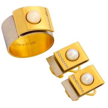 Edles Designer Schmuckset in 750er Gold und 950er Platin