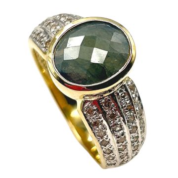 Ausdrucksvoller Damenring mit Saphir und 56 Diamanten