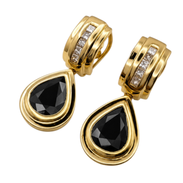 Elegante Ohrringe mit Saphiren und Diamanten in Carréschliff
