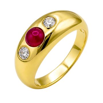 Rubinring mit Brillanten aus 585er Gelbgold