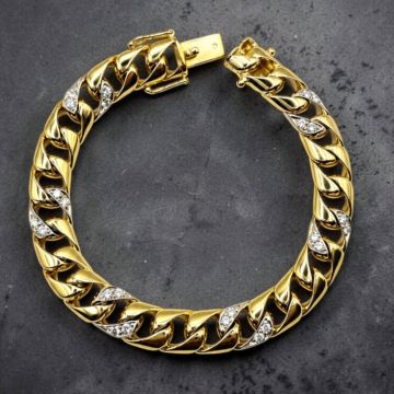 Massives Panzerarmband mit Brillanten in 585er Gold