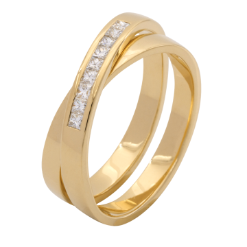 Exquisiter Tuchring in 585er Gold besetzt mit 9 Diamanten im Prinzess-Schliff