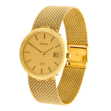 Elegante Herrenuhr mit Quarzwerk in 14karätigem Gold