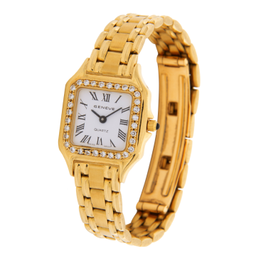 Exklusive Damenarmbanduhr von Geneve in 750er Gold mit Brillanten von zus. ca. 0,64 ct.