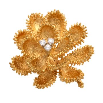 Handgefertigte Brosche in 750er Gold mit Brillanten – Blüte