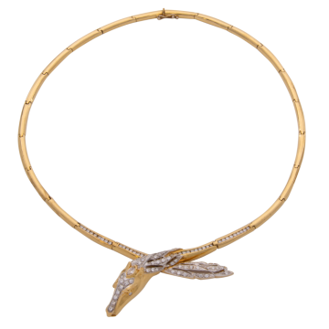 Unikates Collier mit brillantbesetztem Pferdekopf